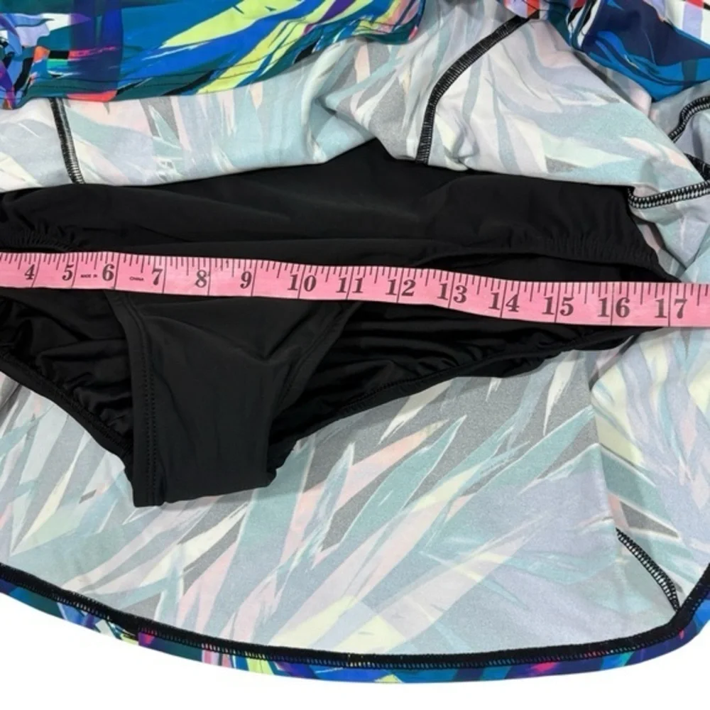 Swim Solutions NWT $112 Women's Printed Bow-Front Swim Dress 12 L - Picture 8 of 11